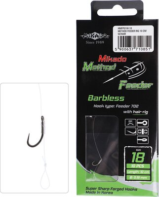 Mikado Method Feeder Rig - With Hair - Barbless Hook 8pc